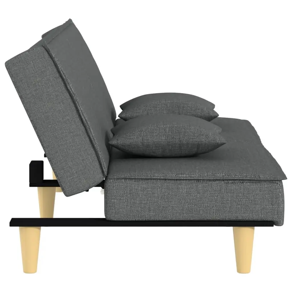 Sofa Bed Grey Fabric Adjustable Backrest Sleeper Couch