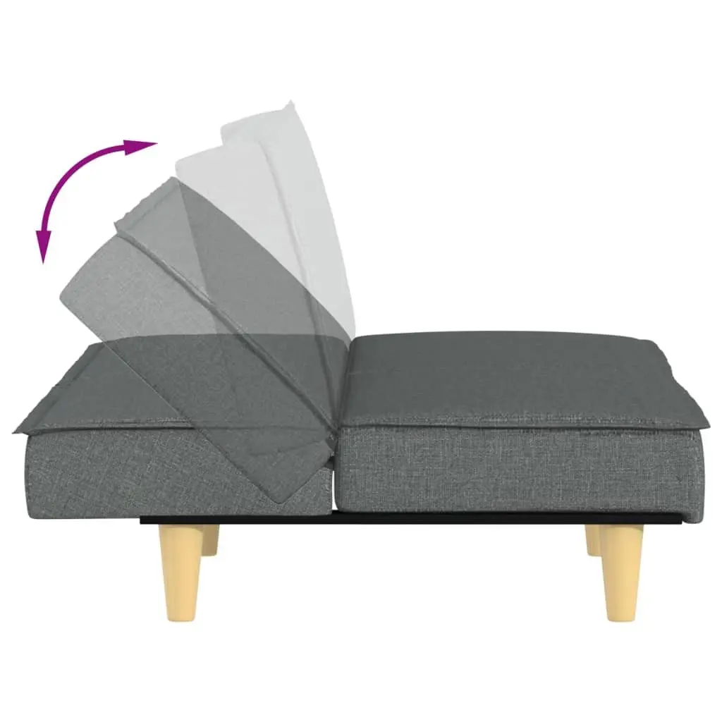 Sofa Bed Grey Fabric Adjustable Backrest Sleeper Couch