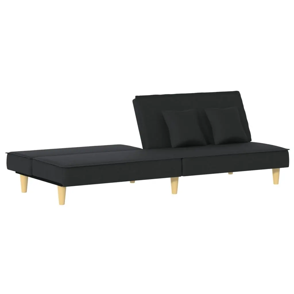 Sofa Bed Black Fabric Adjustable Backrest Sleeper Couch Guest Bedroom Furniture