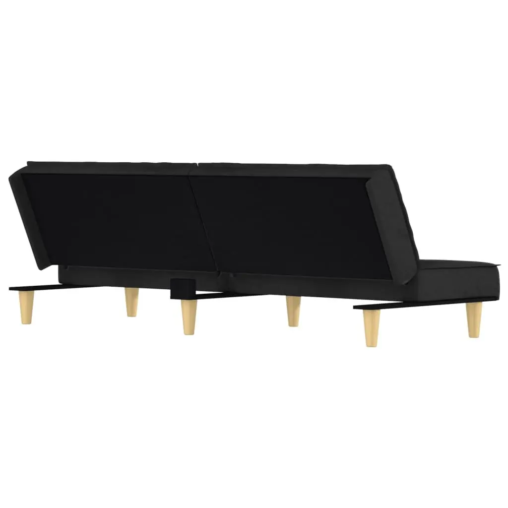Sofa Bed Black Fabric Adjustable Backrest Sleeper Couch Guest Bedroom Furniture