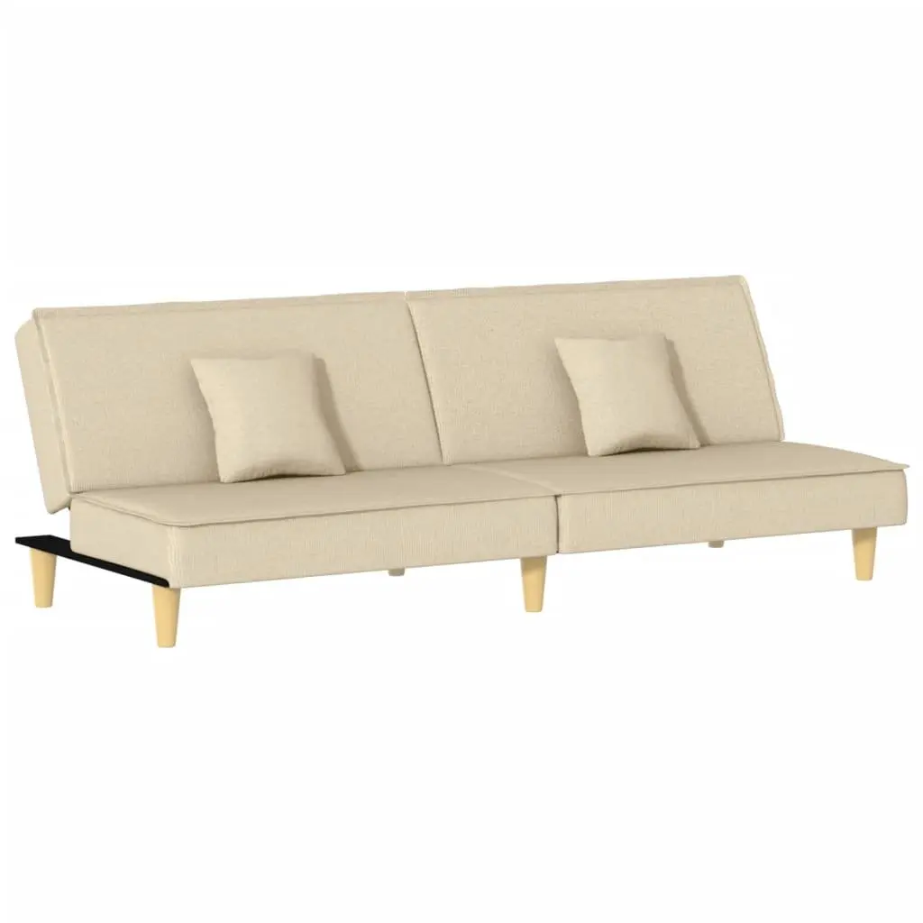 Sofa Bed Cream Fabric Adjustable Backrest Sleeper Couch Guest Bedroom Furniture