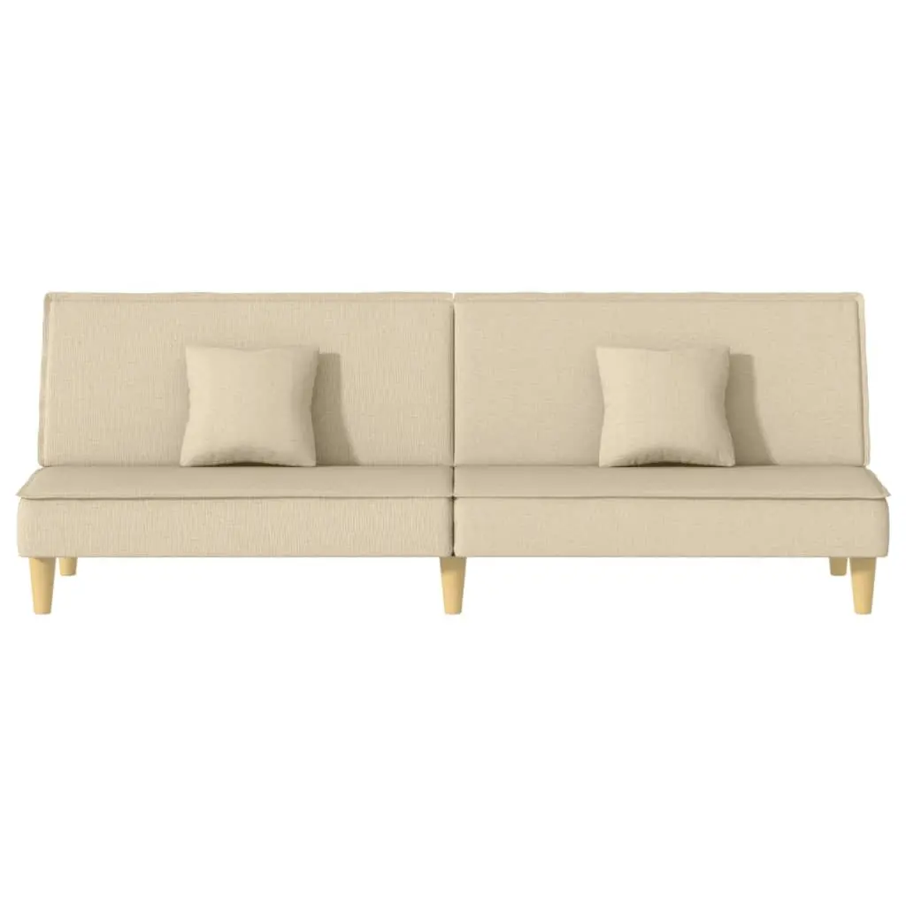 Sofa Bed Cream Fabric Adjustable Backrest Sleeper Couch Guest Bedroom Furniture