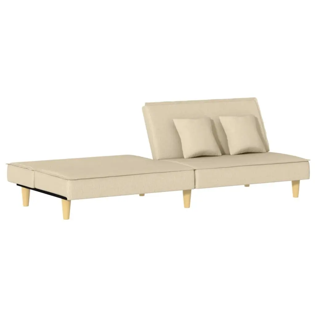 Sofa Bed Cream Fabric Adjustable Backrest Sleeper Couch Guest Bedroom Furniture