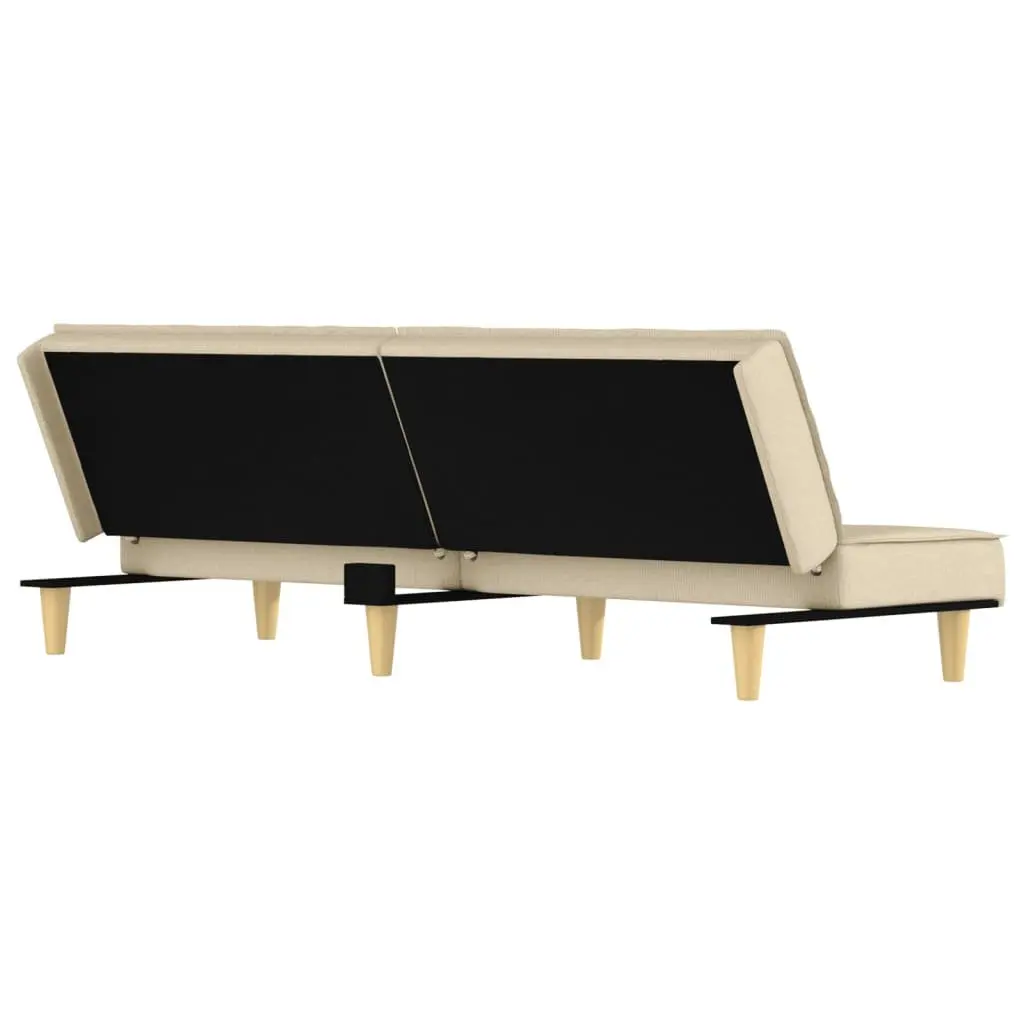 Sofa Bed Cream Fabric Adjustable Backrest Sleeper Couch Guest Bedroom Furniture