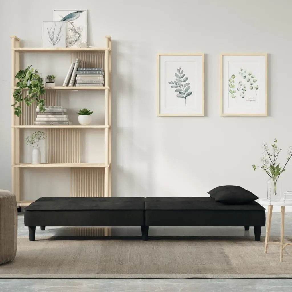 Black Velvet Sofa Bed for Guests