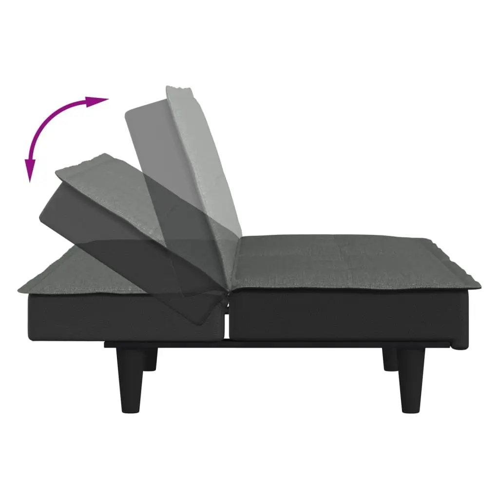 Sofa Bed Adjustable Backrest Grey Fabric Day Bed Style