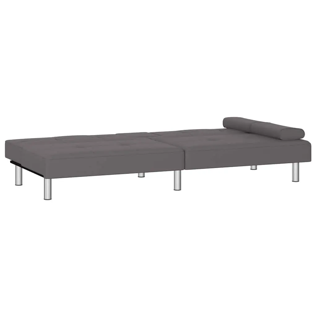 Sofa Bed Grey Faux Leather Adjustable Backrest Recliner with Cup Holders and USB Ports