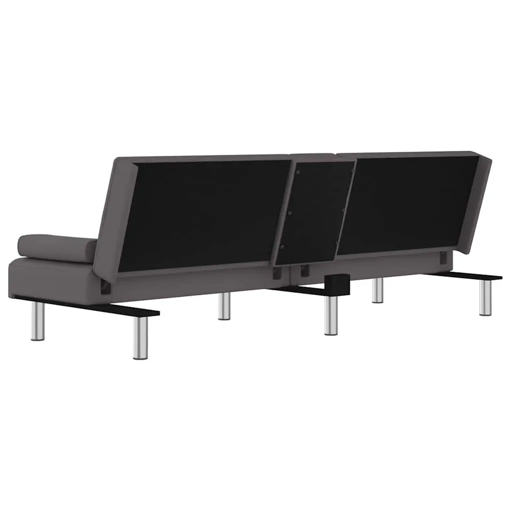 Sofa Bed Grey Faux Leather Adjustable Backrest Recliner with Cup Holders and USB Ports