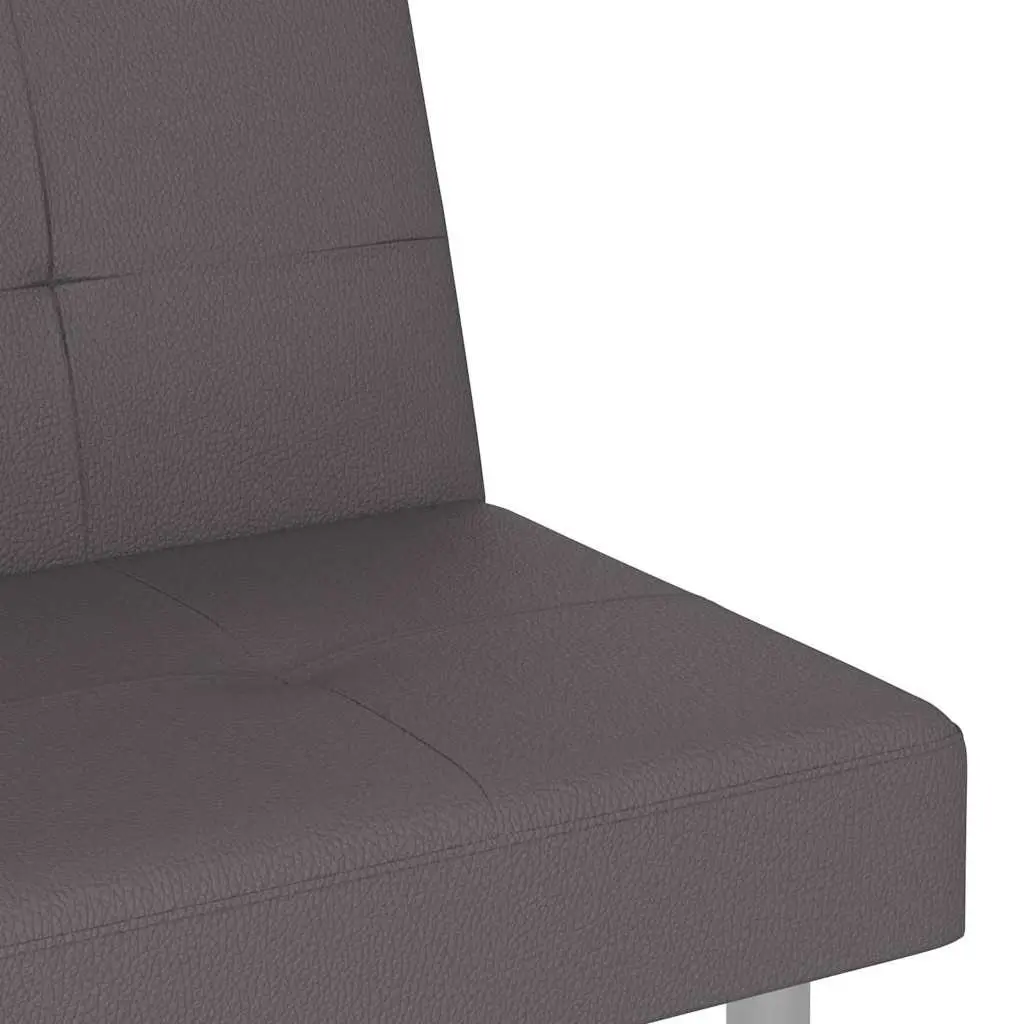 Sofa Bed Grey Faux Leather Adjustable Backrest Recliner with Cup Holders and USB Ports