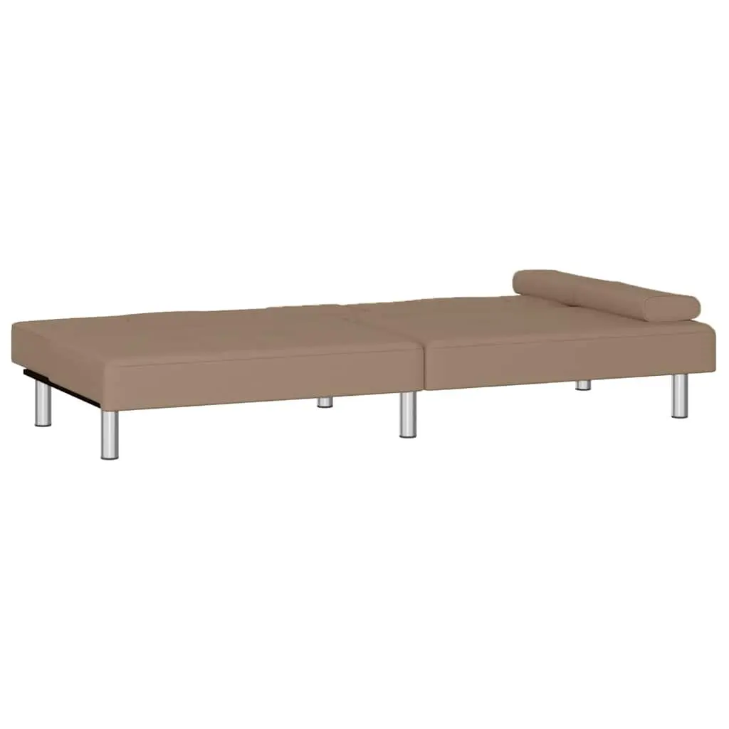 Sofa Bed Adjustable Backrest Faux Leather with Cup Holders