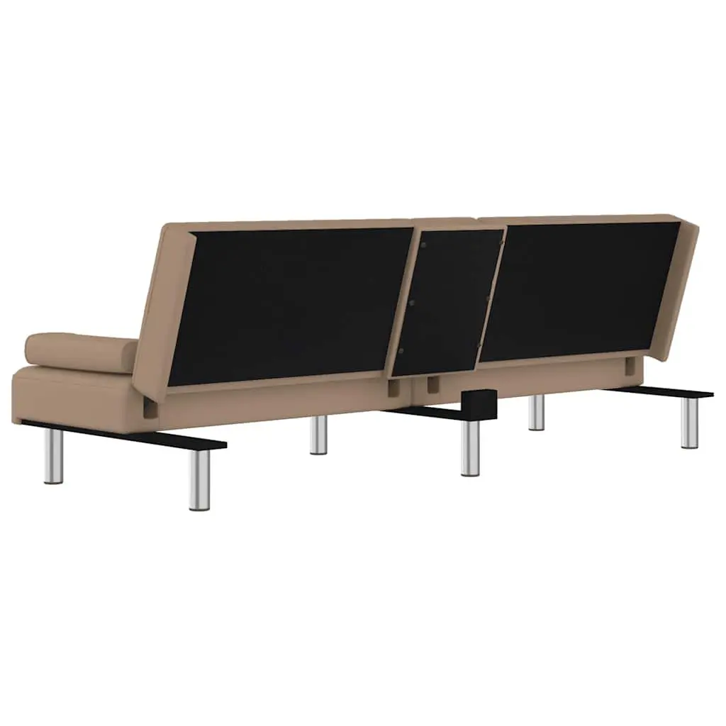 Sofa Bed Adjustable Backrest Faux Leather with Cup Holders