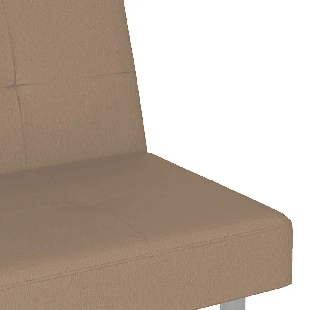 Sofa Bed Adjustable Backrest Faux Leather with Cup Holders