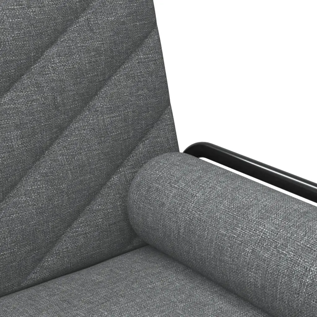 Sofa Bed Grey Fabric Adjustable Backrest with Armrests Convertible Sleeper Couch