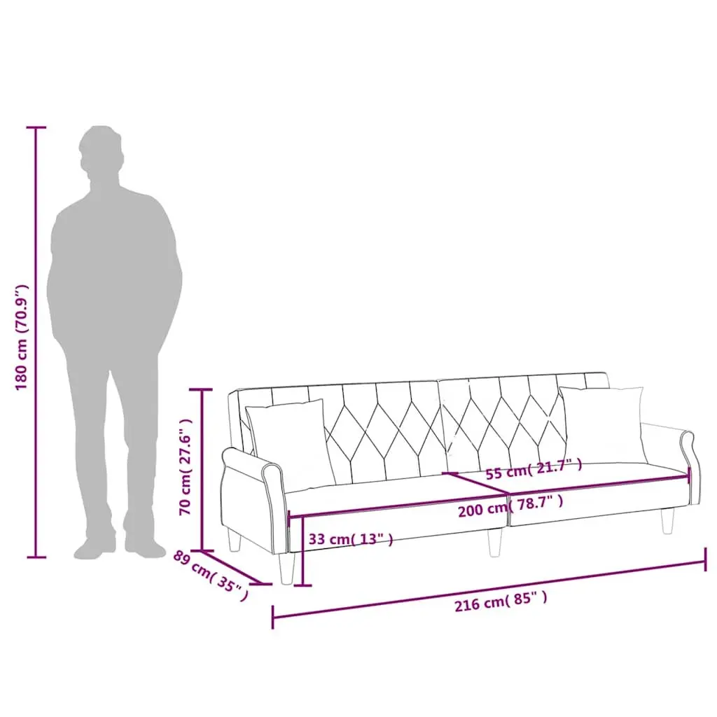 Sofa Bed with Adjustable Backrest in Grey Velvet Featuring Soft Armrests and Cushioned Seating