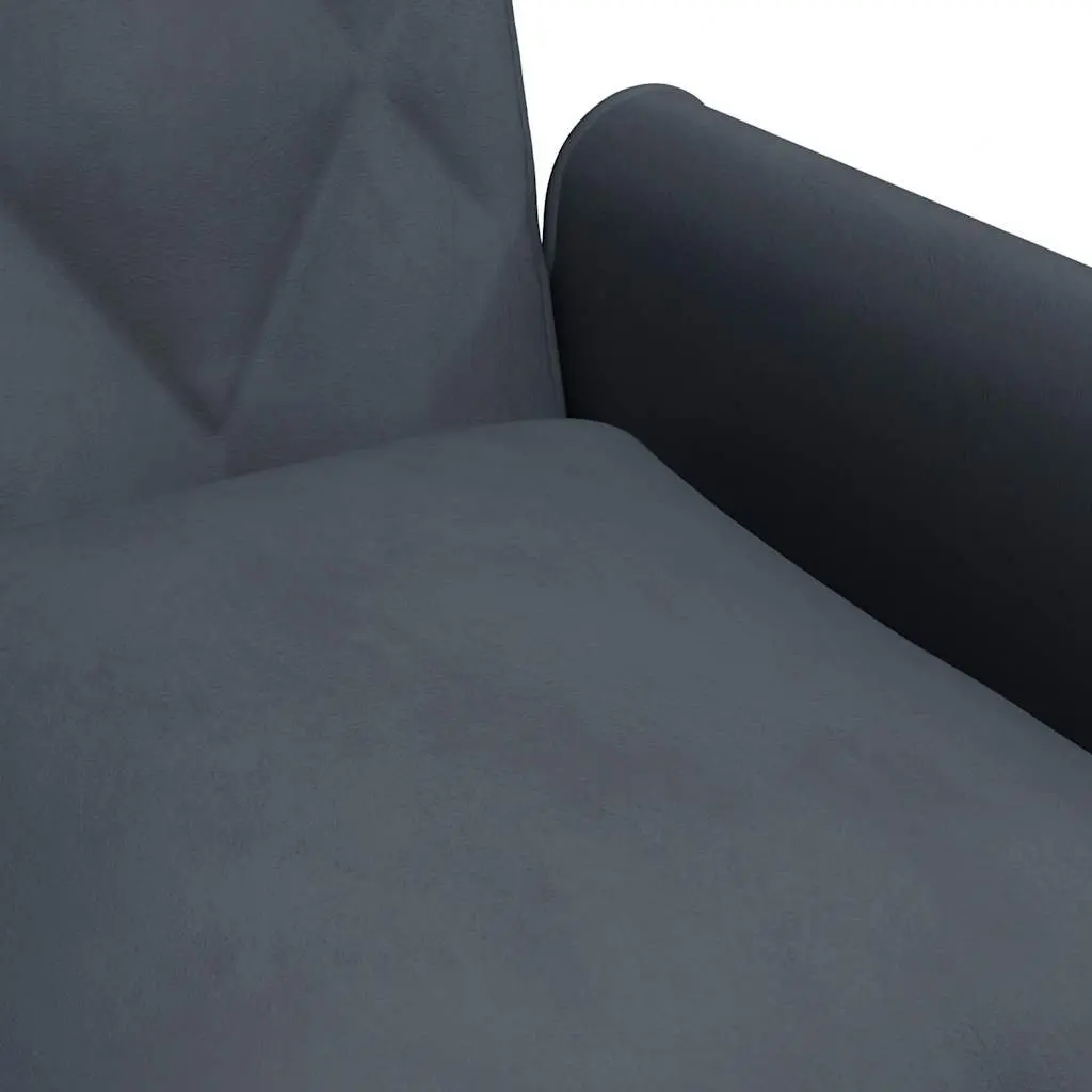 Sofa Bed with Adjustable Backrest in Grey Velvet Featuring Soft Armrests and Cushioned Seating