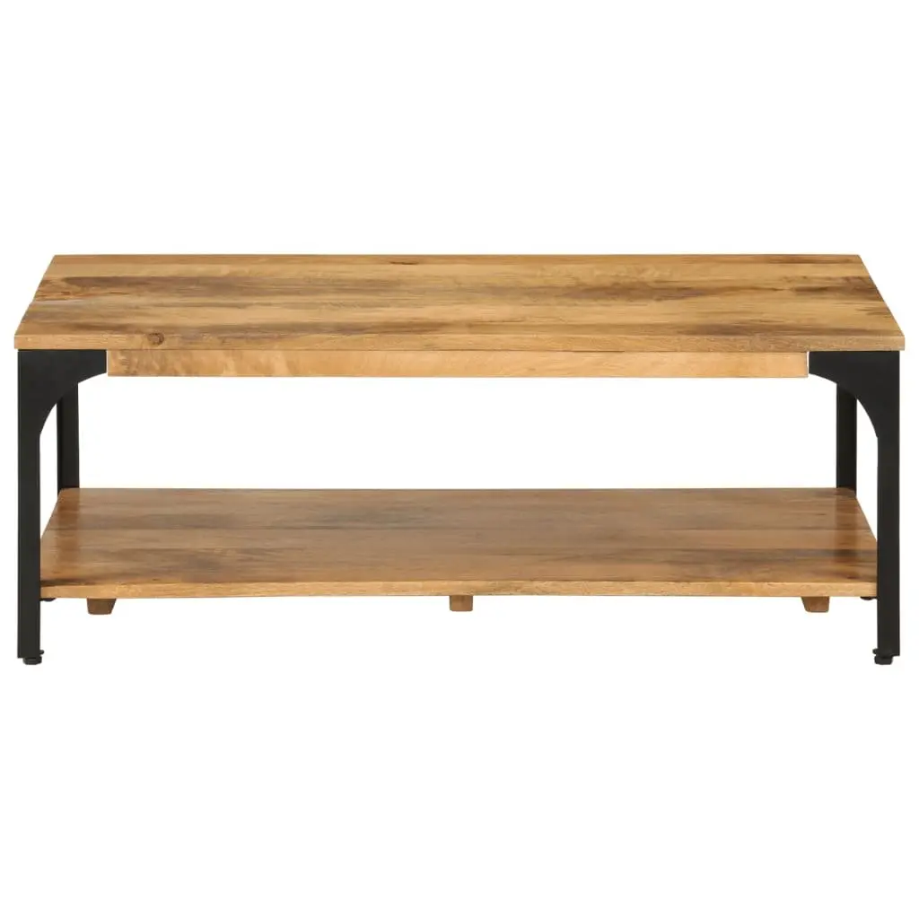 Coffee Table 2-Layer Brown Solid Wood Mango Steel Frame 100W x 55D x 38H cm