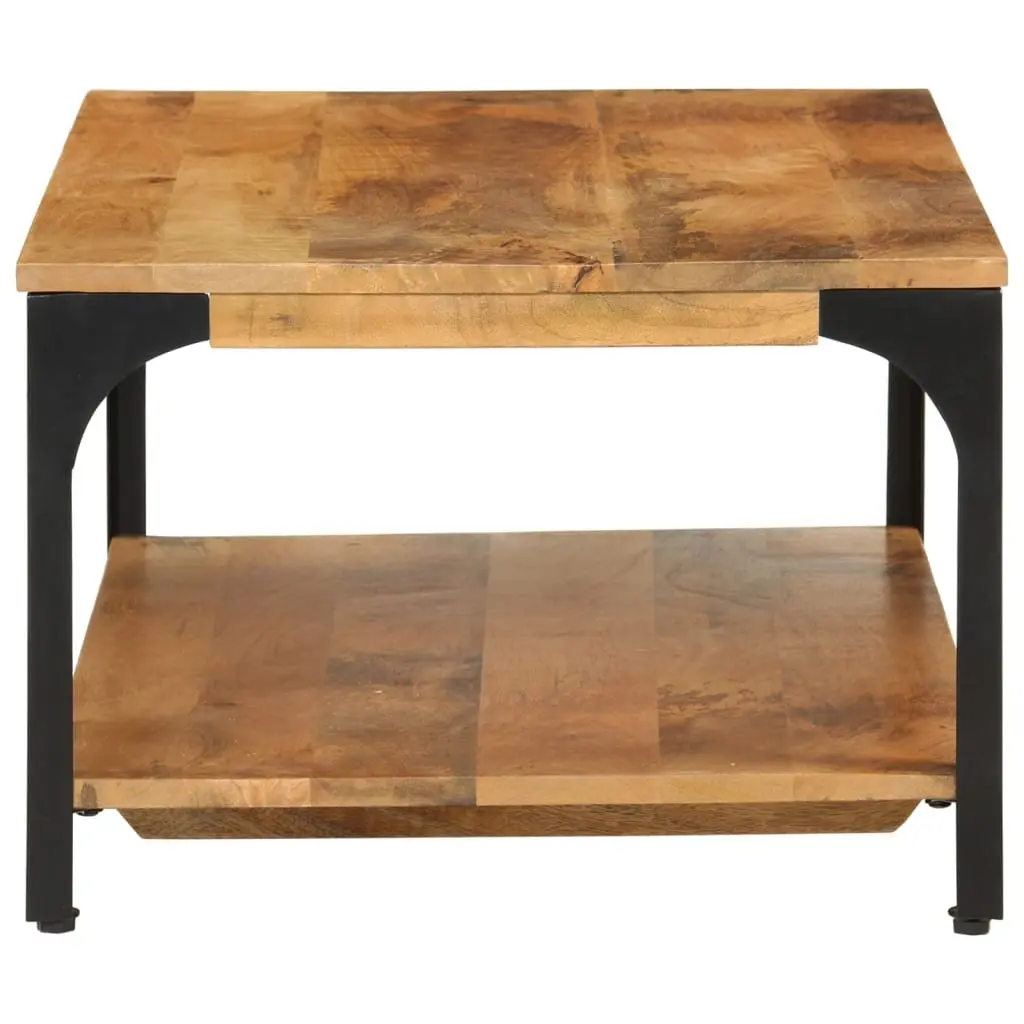 Coffee Table 2-Layer Brown Solid Wood Mango Steel Frame 100W x 55D x 38H cm
