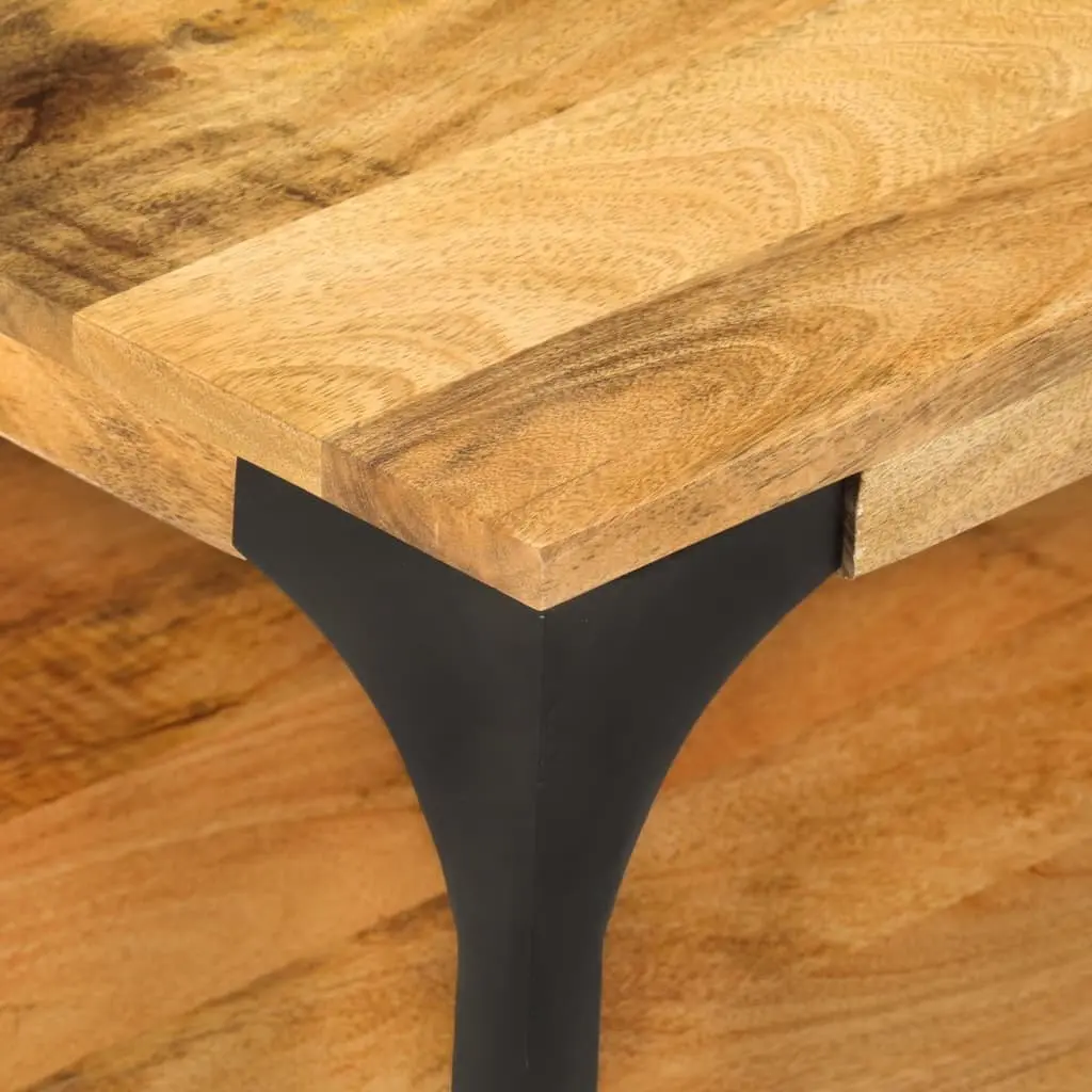 Coffee Table 2-Layer Brown Solid Wood Mango Steel Frame 100W x 55D x 38H cm