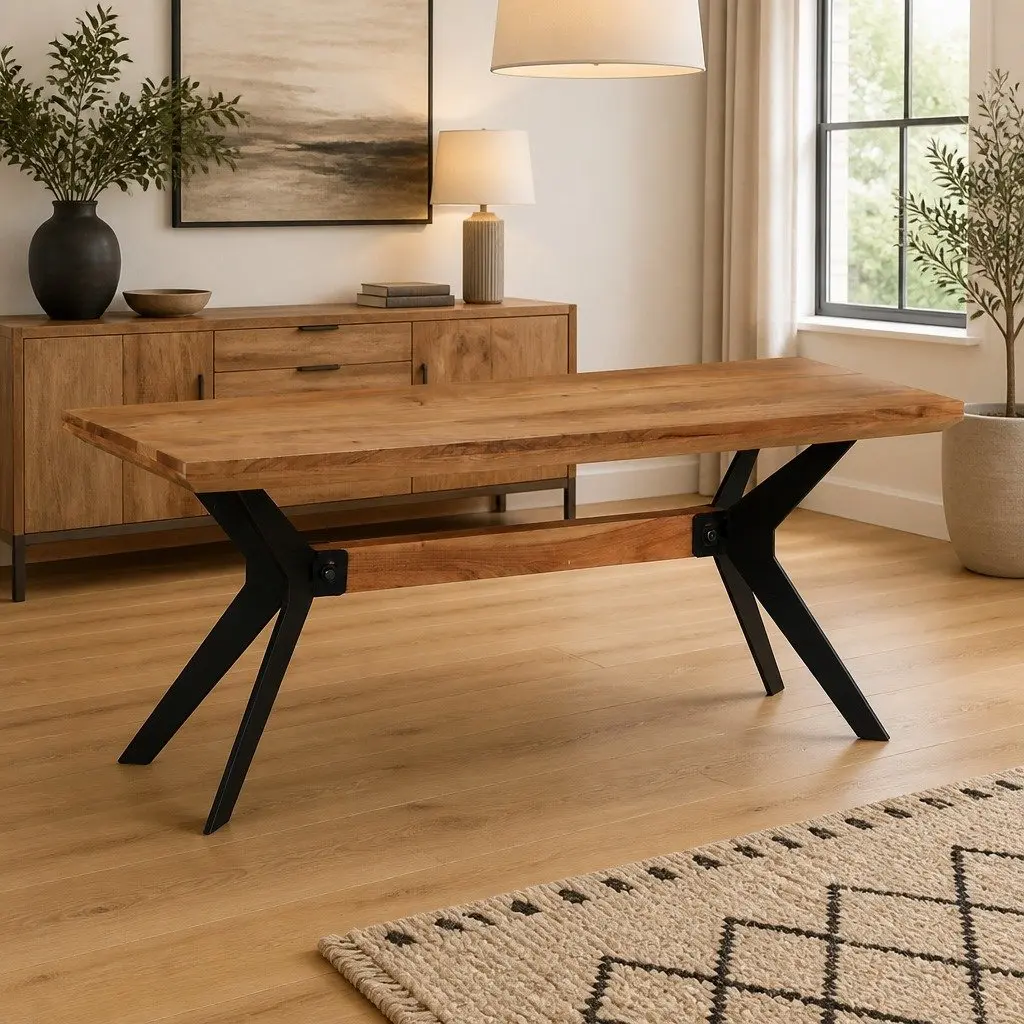 Dining Bench 110x40x46 cm Industrial Style Brown Solid Wood Steel Kitchen