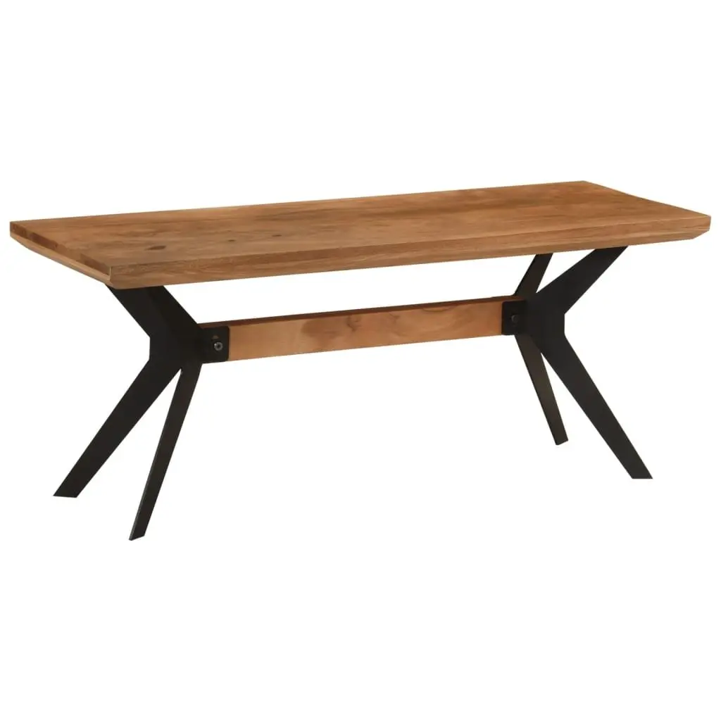 Dining Bench 110x40x46 cm Industrial Style Brown Solid Wood Steel Kitchen