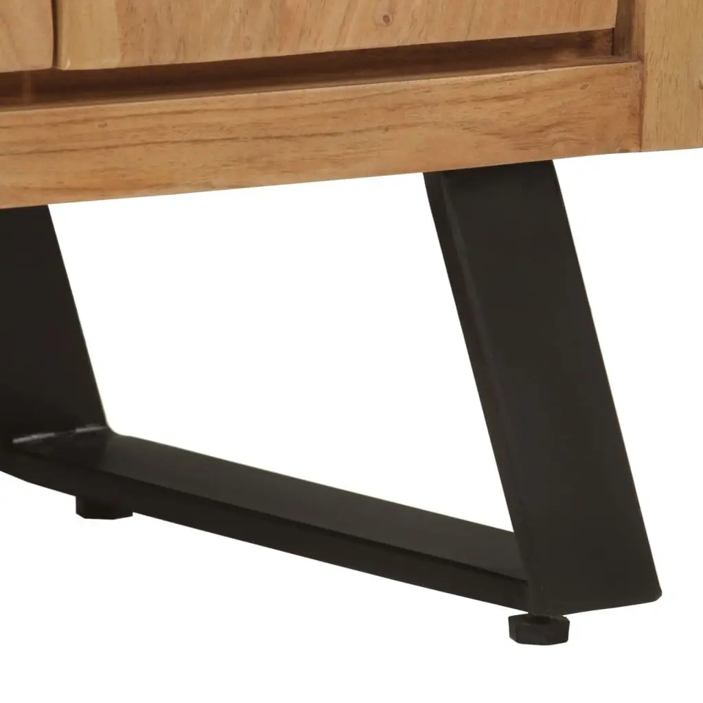 Solid Wood Sideboard Storage Cabinet 2 Doors Brown Acacia 55 x 36 x 72 cm