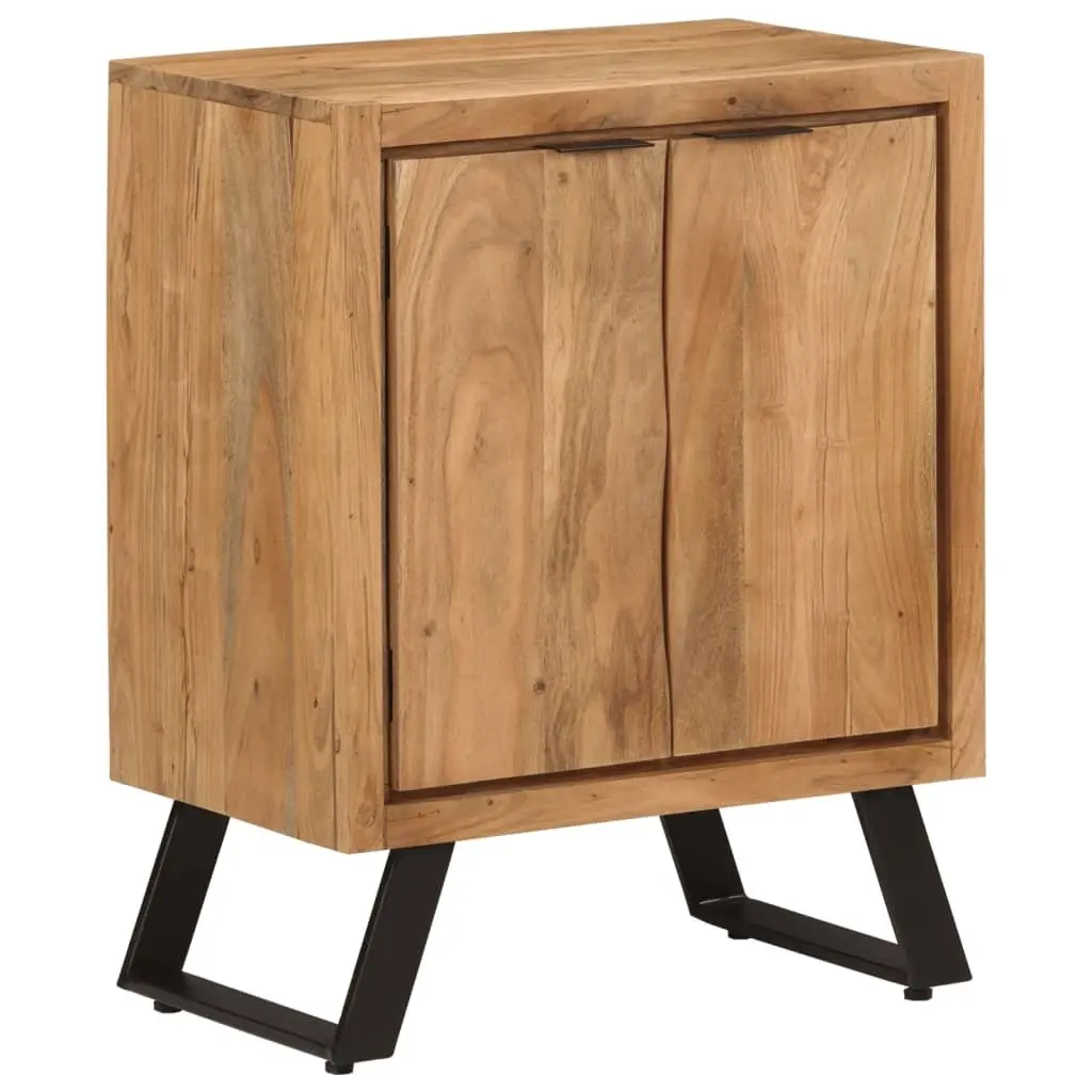 Solid Wood Sideboard Storage Cabinet 2 Doors Brown Acacia 55 x 36 x 72 cm