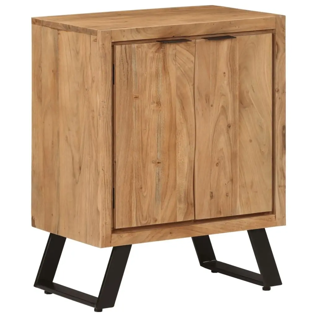 Solid Wood Sideboard Storage Cabinet 2 Doors Brown Acacia 55 x 36 x 72 cm