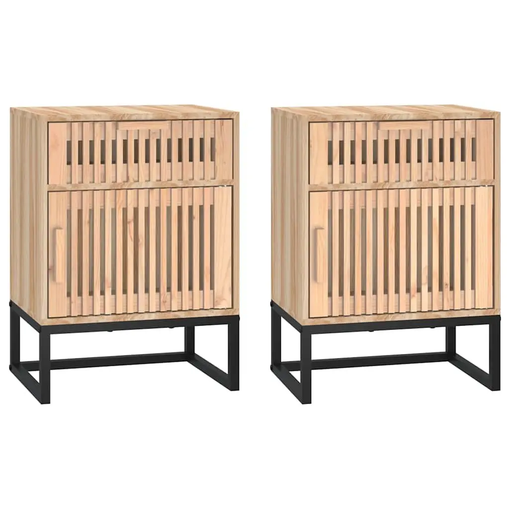 Bedside Cabinets 2 pcs Brown Scandinavian Engineered Wood Nightstand Storage