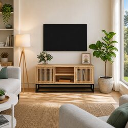 TV Cabinet 105x30x45 cm Brown Engineered Wood Storage Unit with Metal Feet