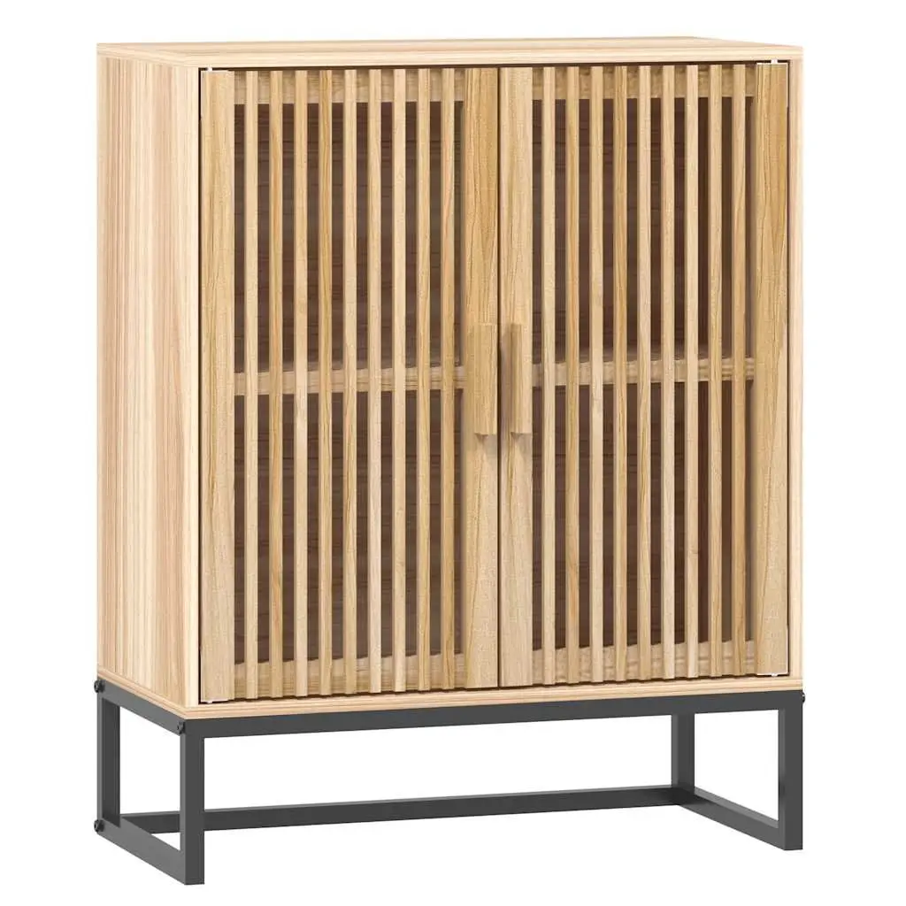 Brown Sideboard Storage Cabinet 60x30x75cm Engineered Wood with Iron Legs