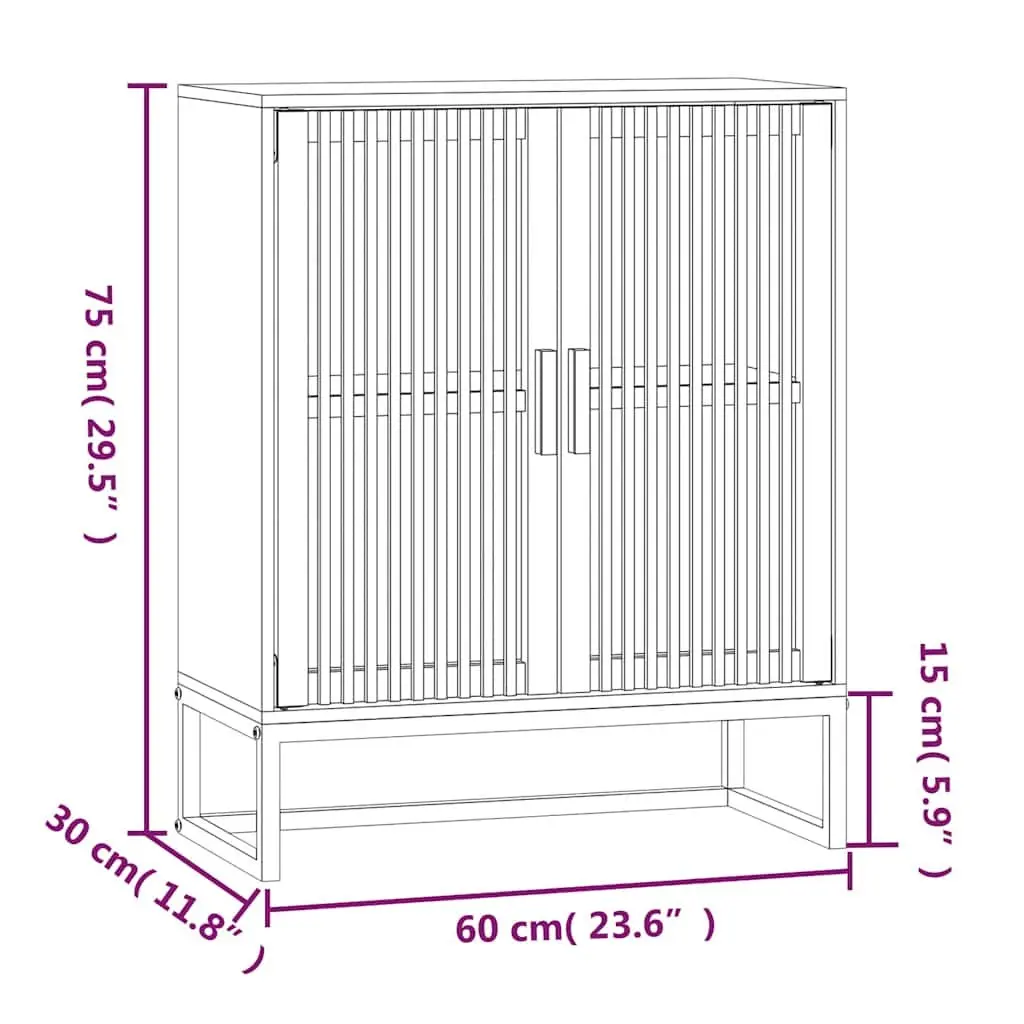 Brown Sideboard Storage Cabinet 60x30x75cm Engineered Wood with Iron Legs