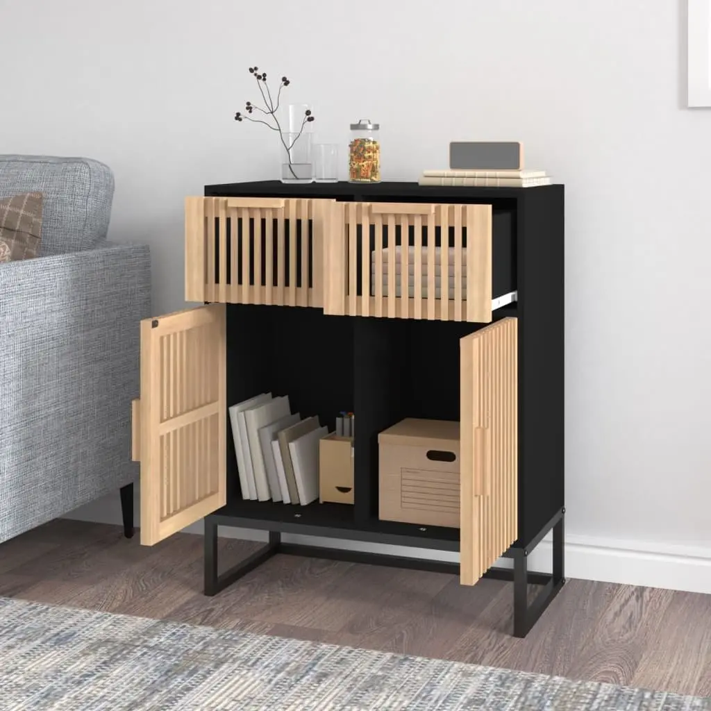 Sideboard Storage Cabinet Black Engineered Wood 60x30x75cm
