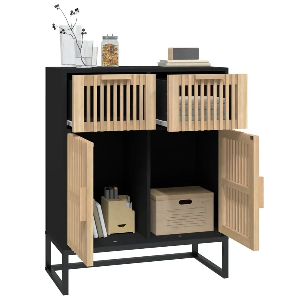 Sideboard Storage Cabinet Black Engineered Wood 60x30x75cm
