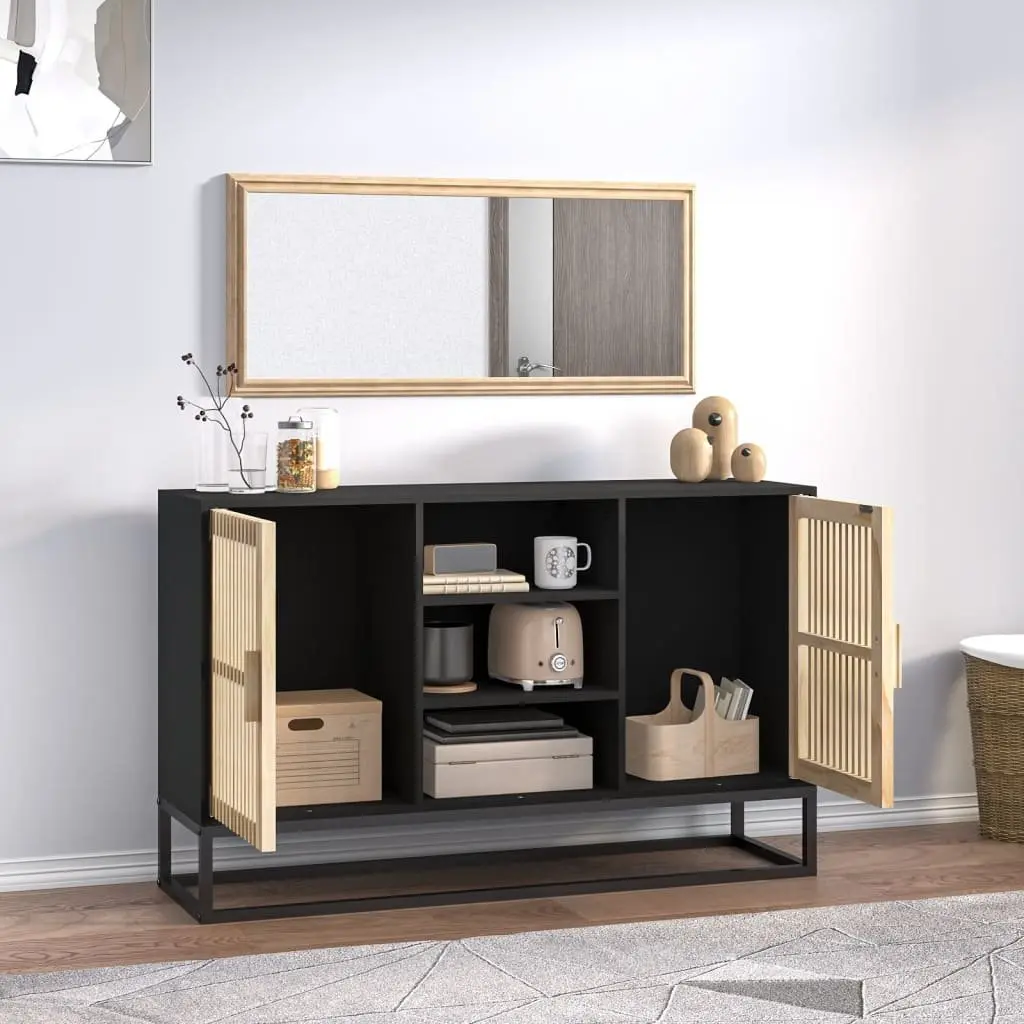 Sideboard Black Engineered Wood 105x30x65 cm Storage Cabinet Furniture Buffet