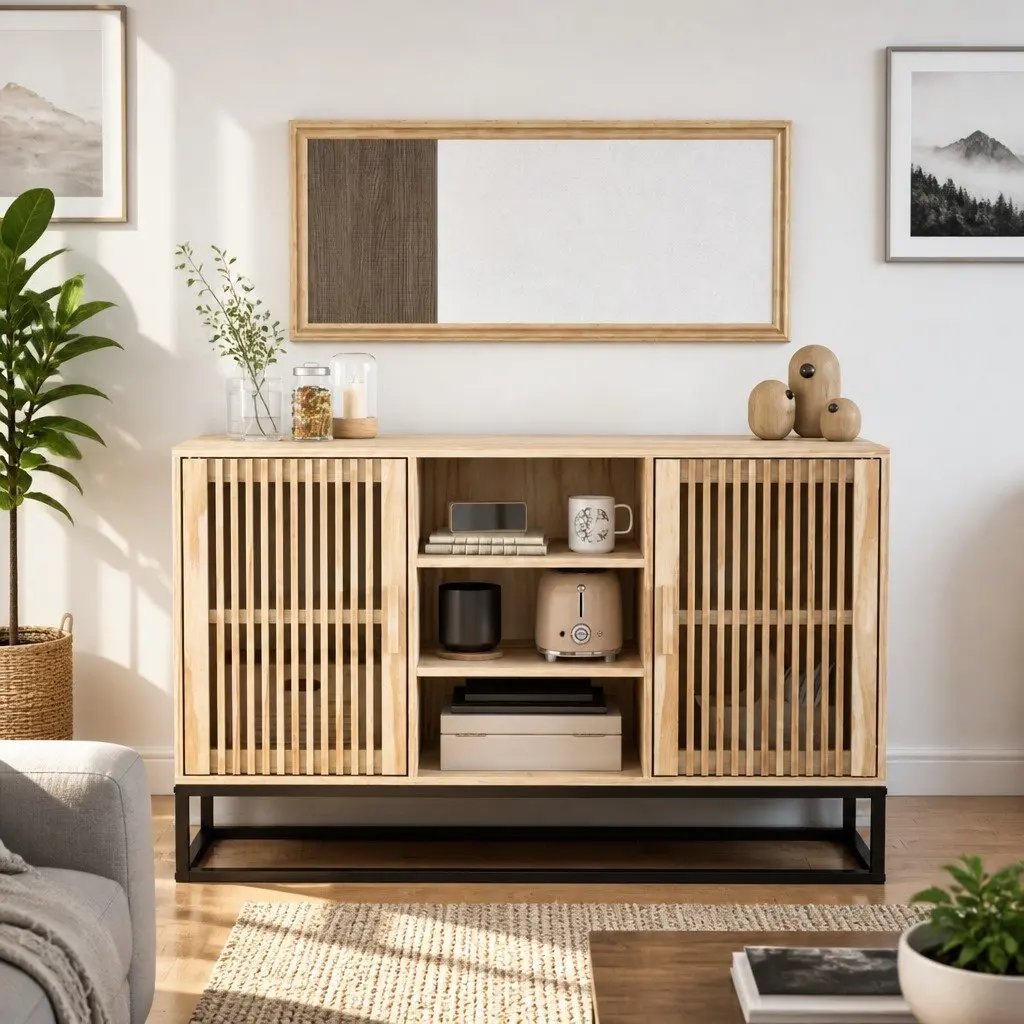 Sideboard Cabinet Brown Engineered Wood 105x30x65cm Storage Buffet Furniture