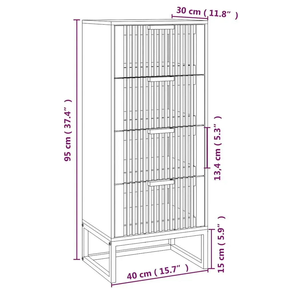 Highboard Brown Engineered Wood Storage Cabinet Tall Sideboa with Drawers