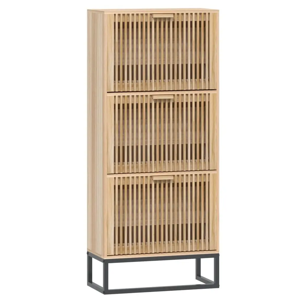 Shoe Cabinet Engineered Wood Brown 52x25x120cm Storage Unit