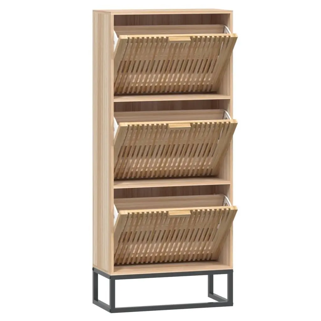Shoe Cabinet Engineered Wood Brown 52x25x120cm Storage Unit