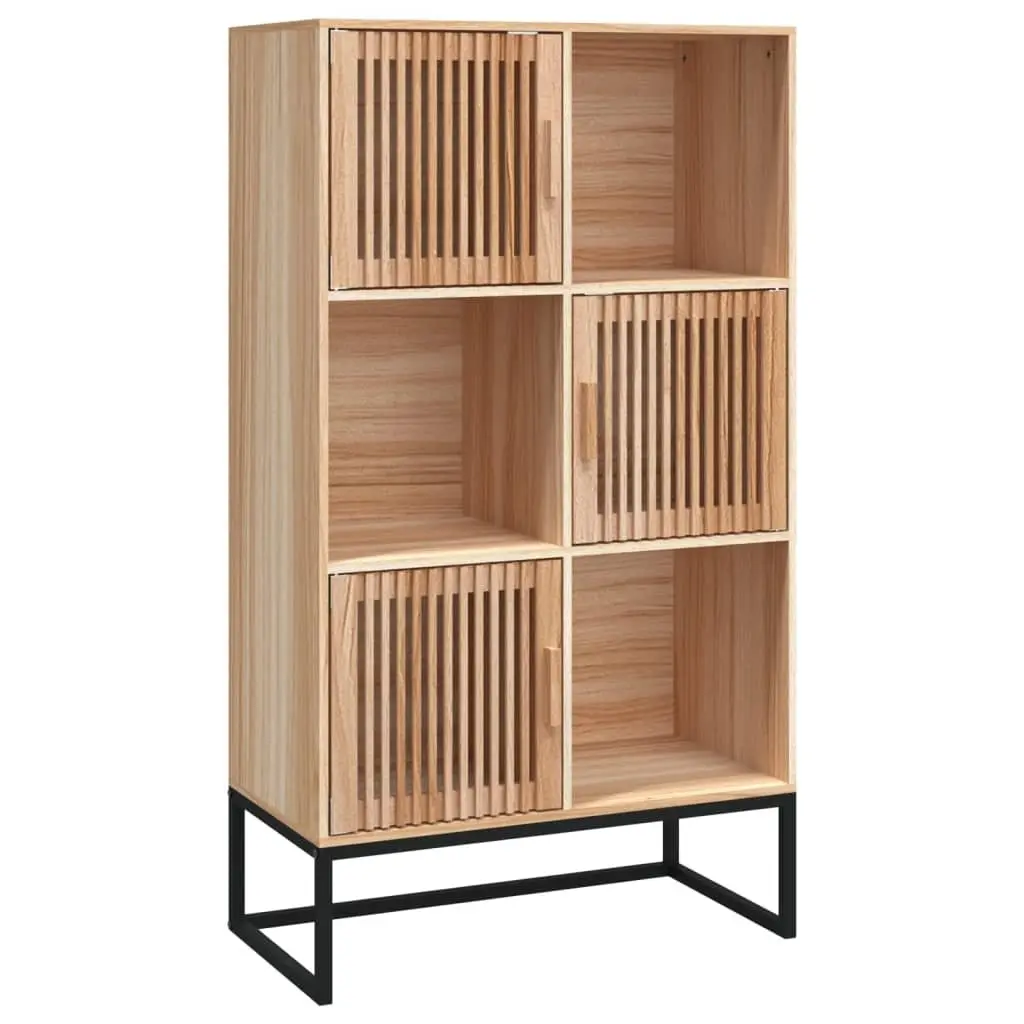 Storage Highboard Cabinet 70x35x125cm Brown Engineered Wood 3 Door Sideboard