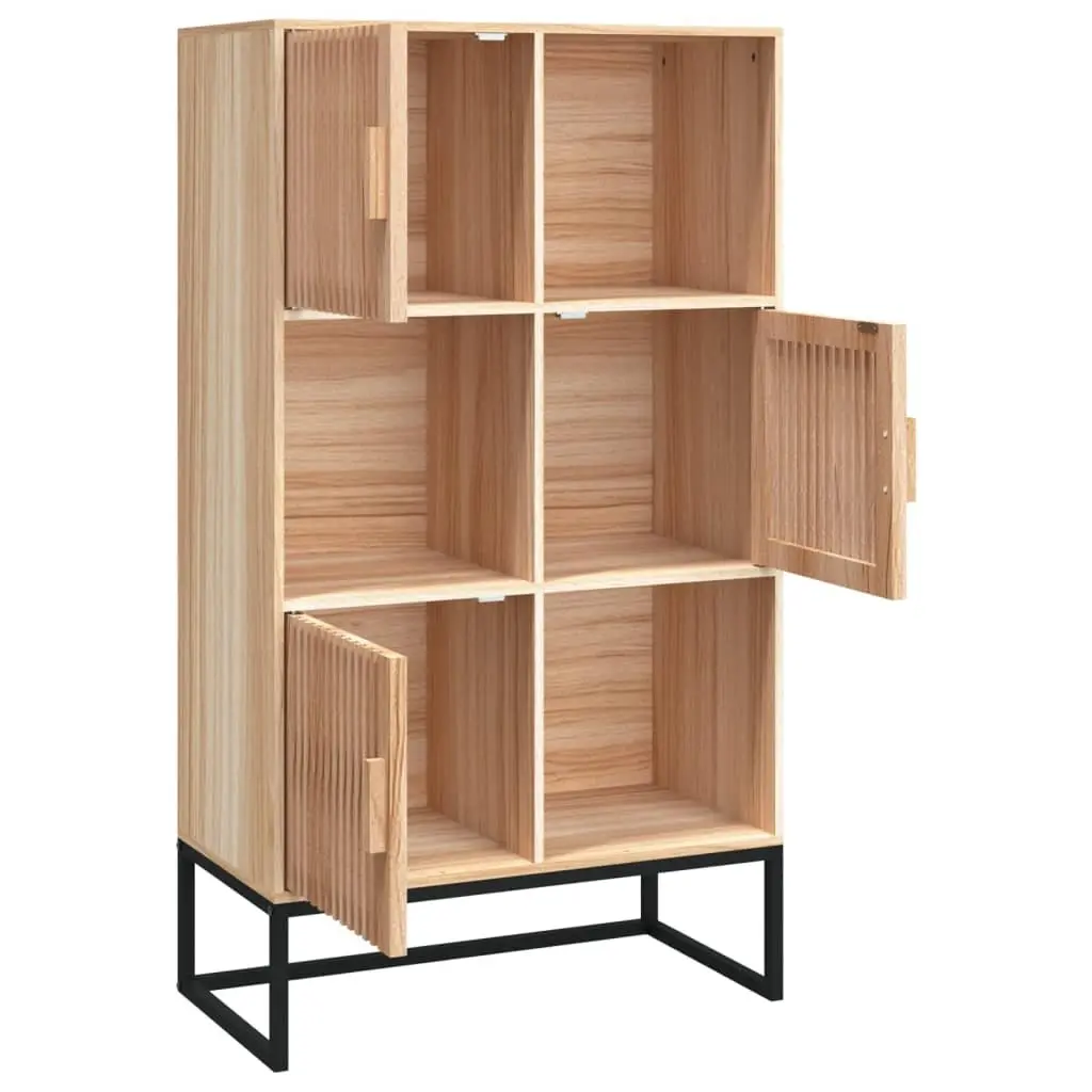 Storage Highboard Cabinet 70x35x125cm Brown Engineered Wood 3 Door Sideboard