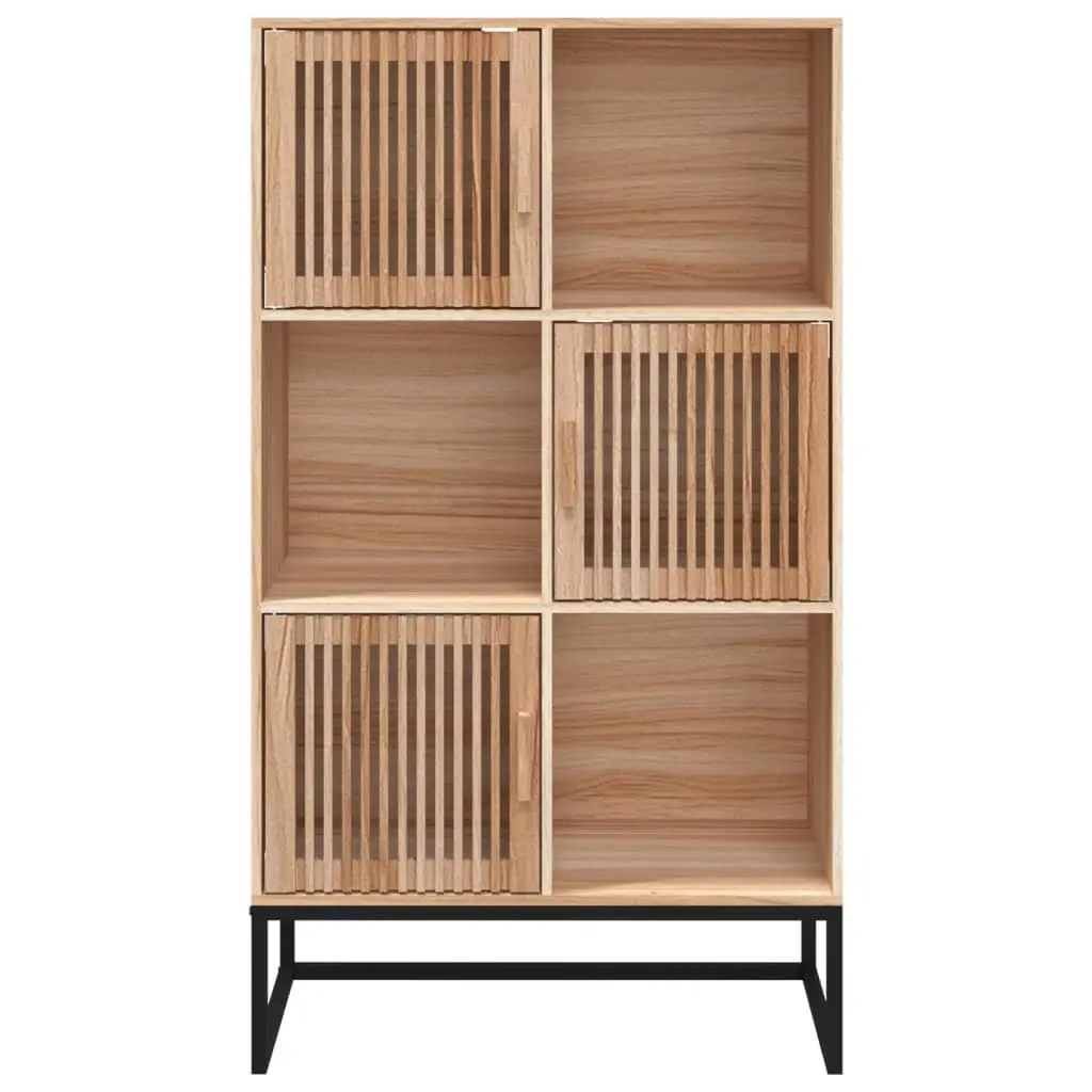 Storage Highboard Cabinet 70x35x125cm Brown Engineered Wood 3 Door Sideboard