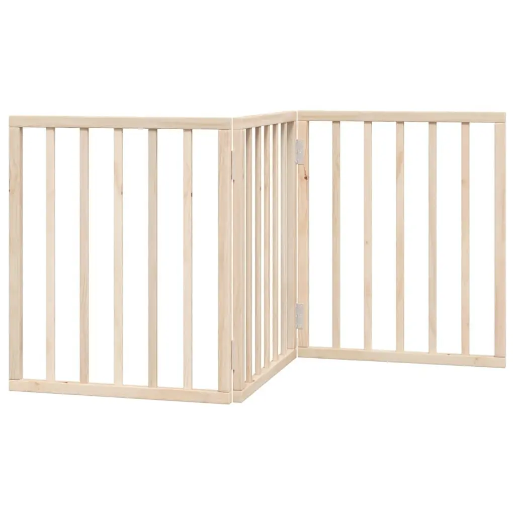 Foldable Dog Gate 150cm Brown Poplar Wood 3 Panel Pet Barrier