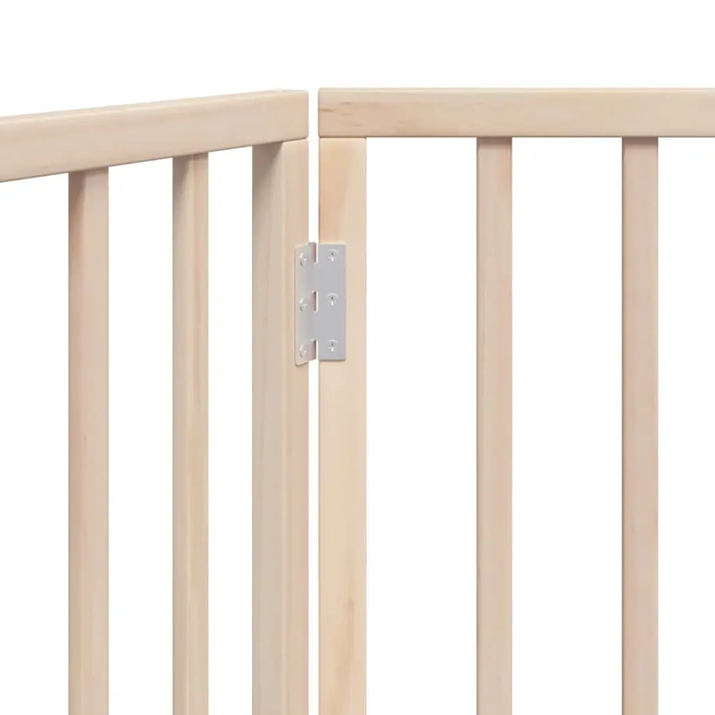 Foldable Dog Gate 150cm Brown Poplar Wood 3 Panel Pet Barrier