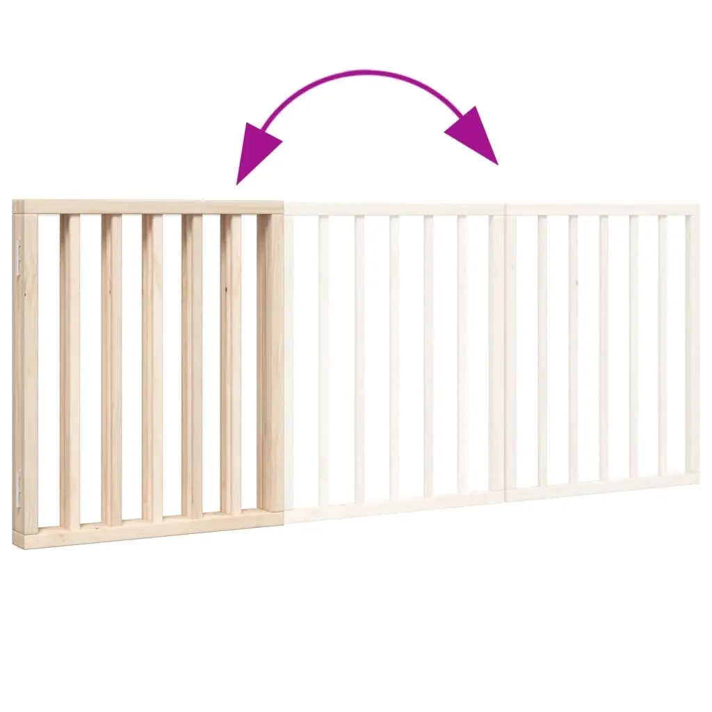 Foldable Dog Gate 150cm Brown Poplar Wood 3 Panel Pet Barrier