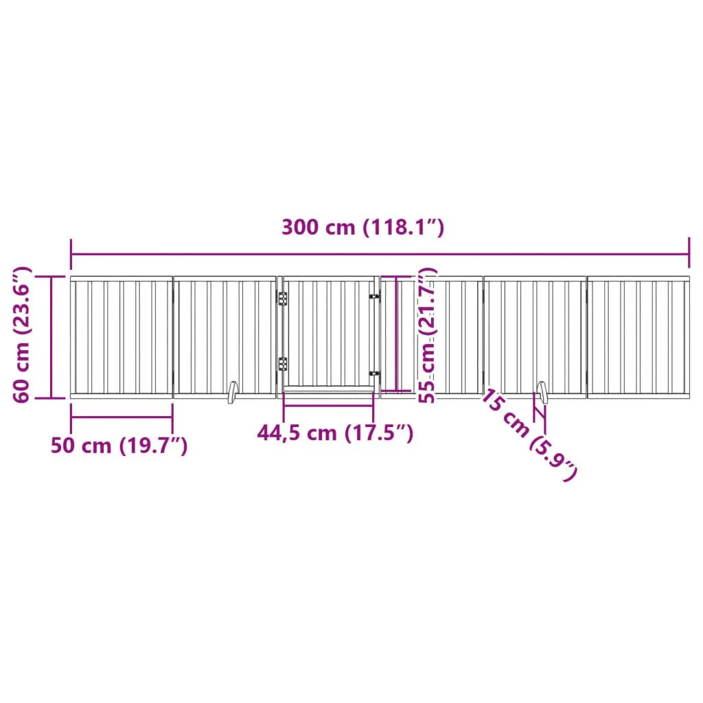 Dog Gate Foldable 6 Panel Poplar Wood Pet Barrier with Door Lock