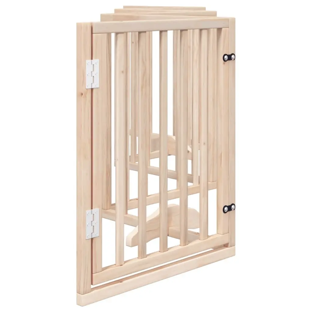 Dog Gate Foldable 6 Panel Poplar Wood Pet Barrier with Door Lock