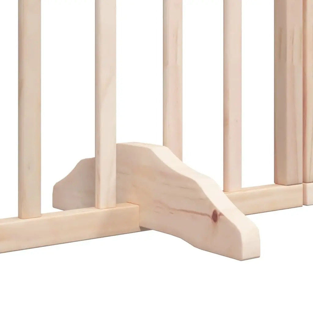 Dog Gate Foldable 6 Panel Poplar Wood Pet Barrier with Door Lock