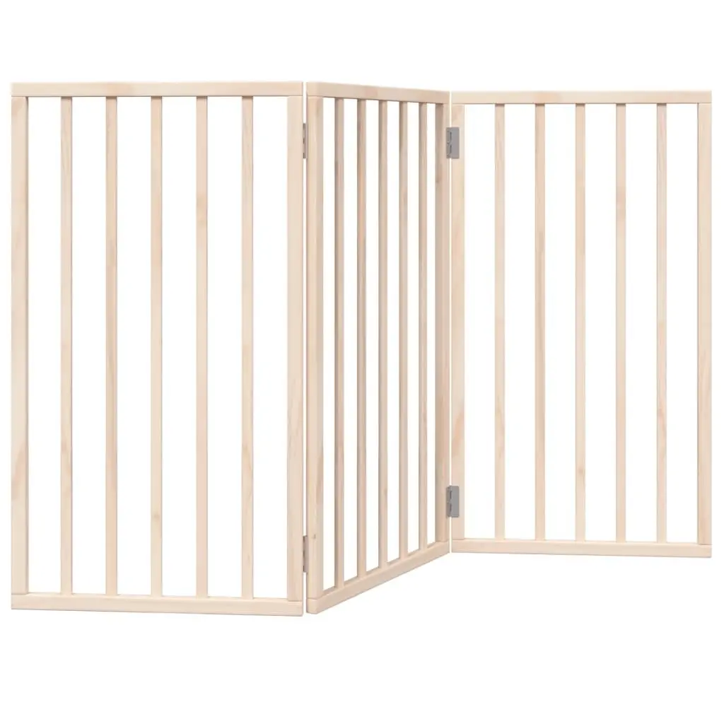 Dog Gate Foldable 3 Panels 150cm Brown Poplar Wood