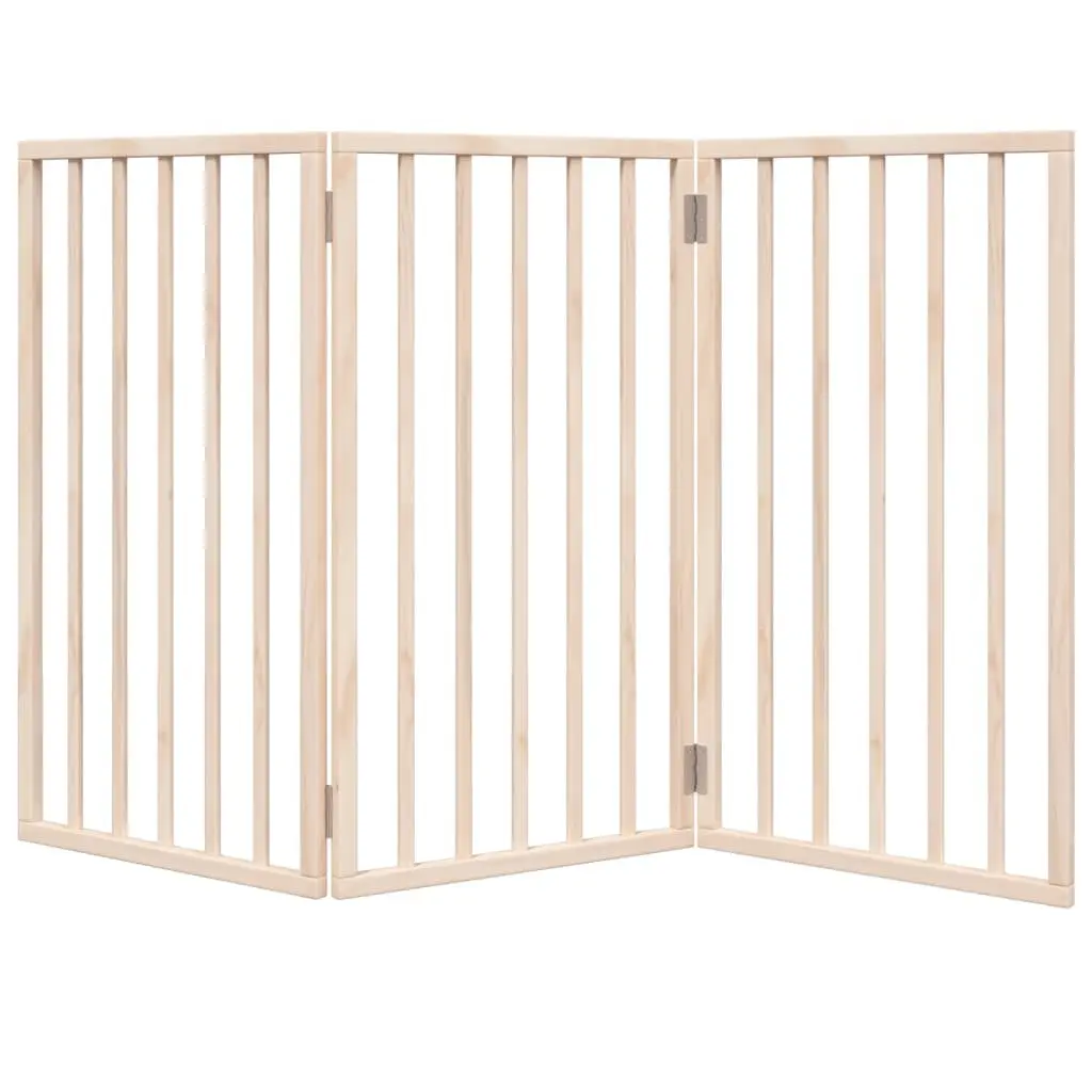 Dog Gate Foldable 3 Panels 150cm Brown Poplar Wood
