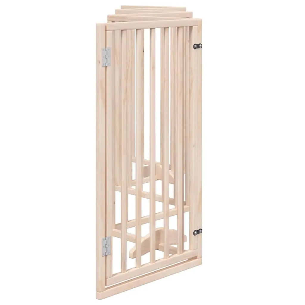 Dog Gate Foldable 6 Panels 300 cm Poplar Wood Pet Safety Enclosure with Door